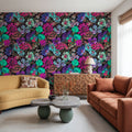 Meadow in Oil Pastel, Cerise Mural Wallpaper - room preview 04
