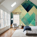 Reduced Mountains Turquoise Mural Wallpaper - room preview 04