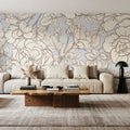 Vintage Rose Blueprint Mural Wallpaper - room preview 04