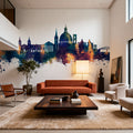 Valletta Malta Skyline Blue & Bronze Mural Wallpaper - room preview 04