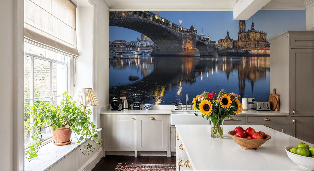 Twilight Bridge Mural Wallpaper - Blue Tone - room preview 04