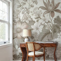 Dahlia Days, Greige Mural Wallpaper - room preview 04