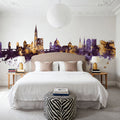 Strasbourg France Skyline Purple & Gold Mural Wallpaper - room preview 04