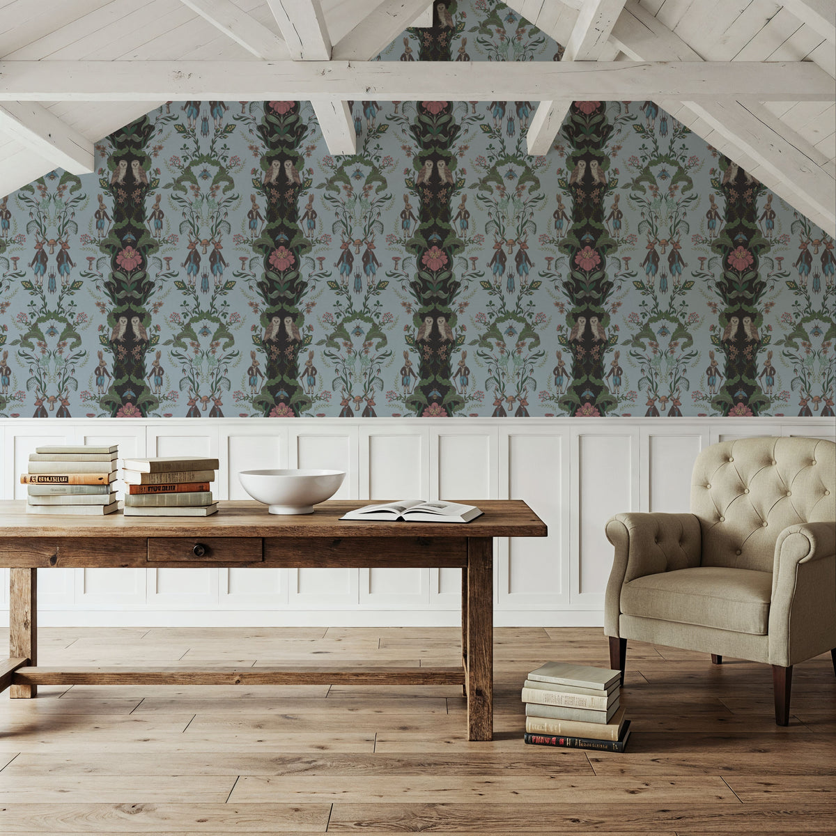 Lord Bunny & Mr. Deer Mural Wallpaper - room preview 04
