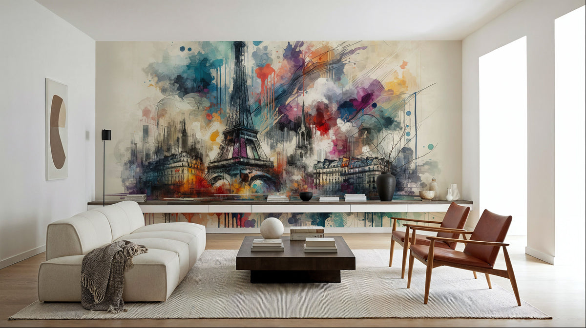 Watercolor Skyline Paris II Mural Wallpaper - room preview 04
