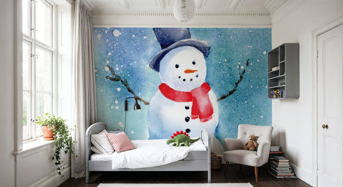 Happy Snowman Mural Wallpaper - room preview 04