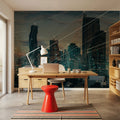Connected Cityscape Mural Wallpaper - room preview 04