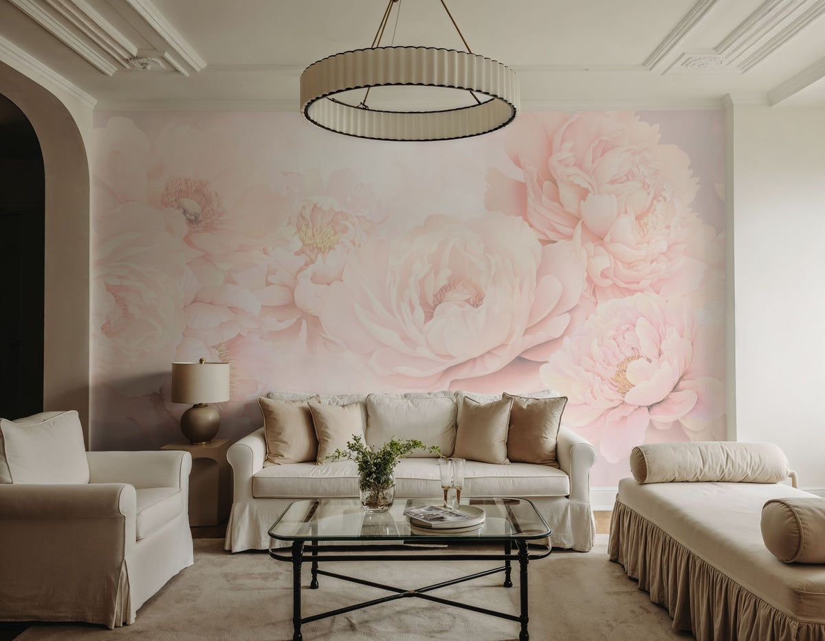 Transcendent Peony, Blush Pink Mural Wallpaper - room preview 04