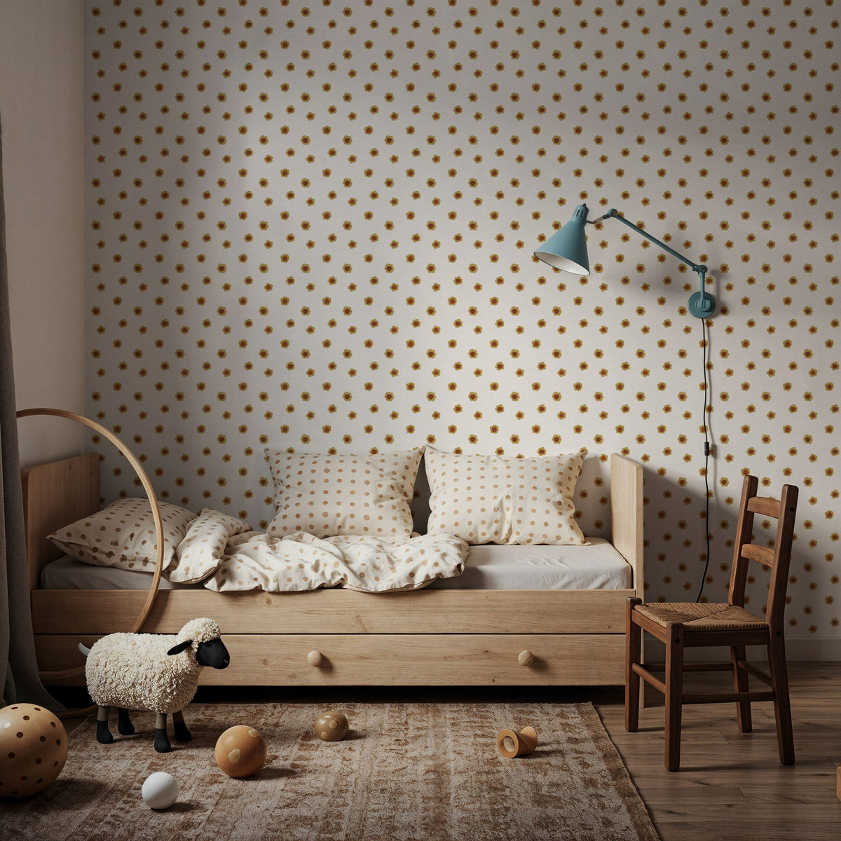Autumn Buds White Mural Wallpaper - room preview 04