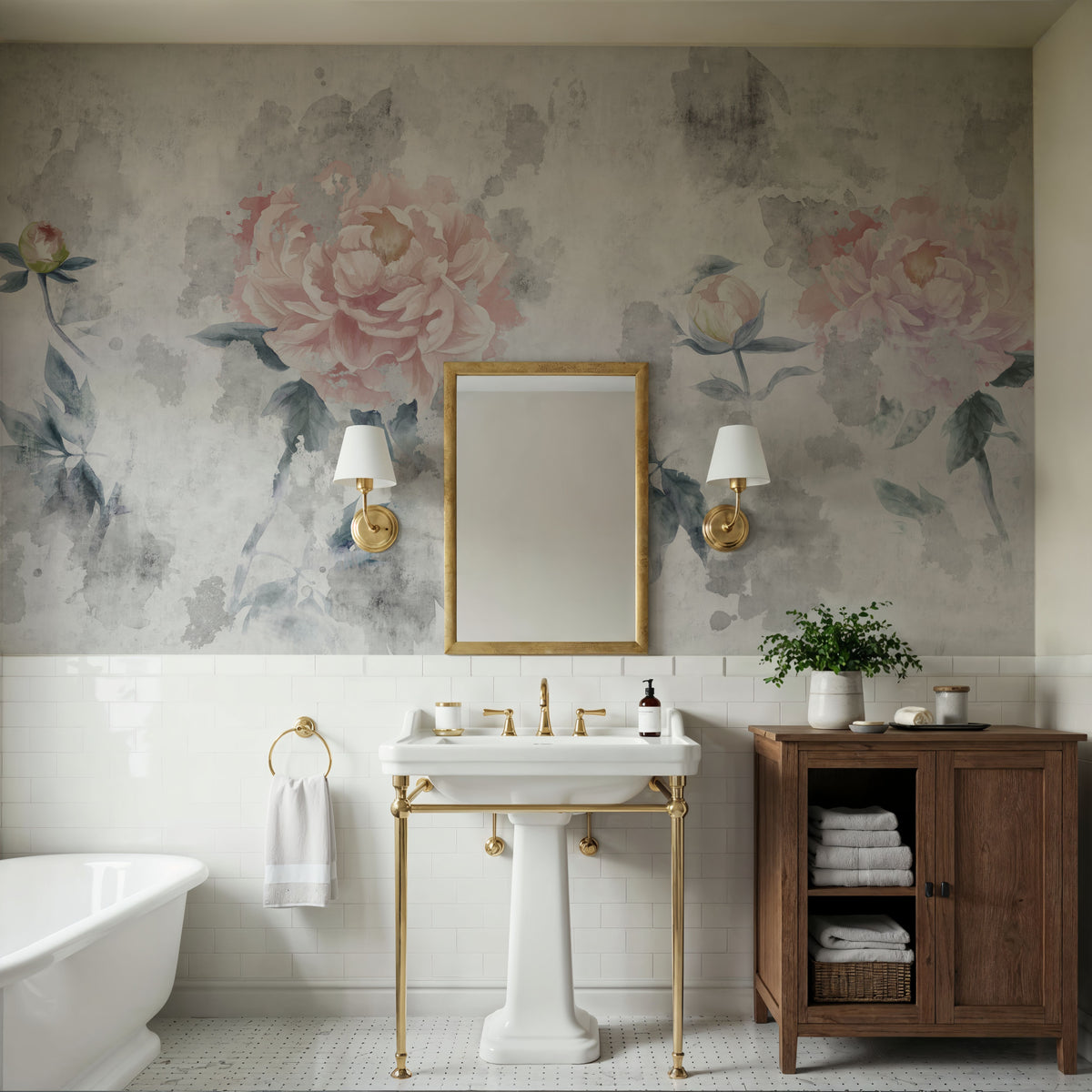 Blurry Peonies Mural Wallpaper - room preview 04