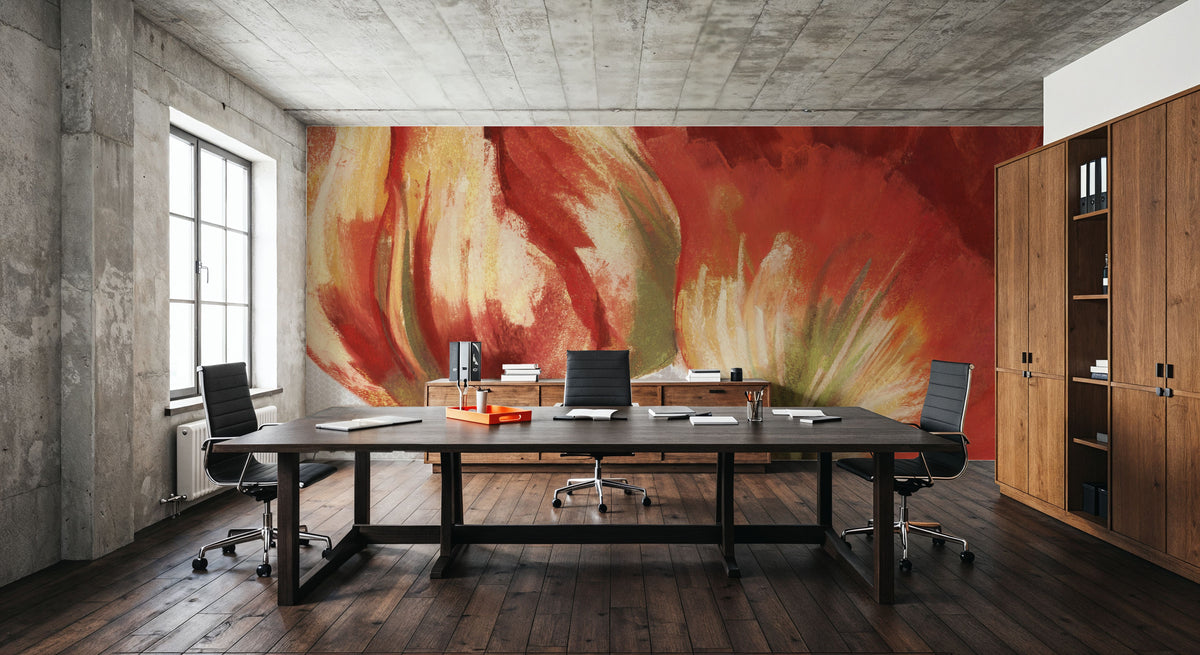 Spring Tulips Red I Mural Wallpaper - room preview 04