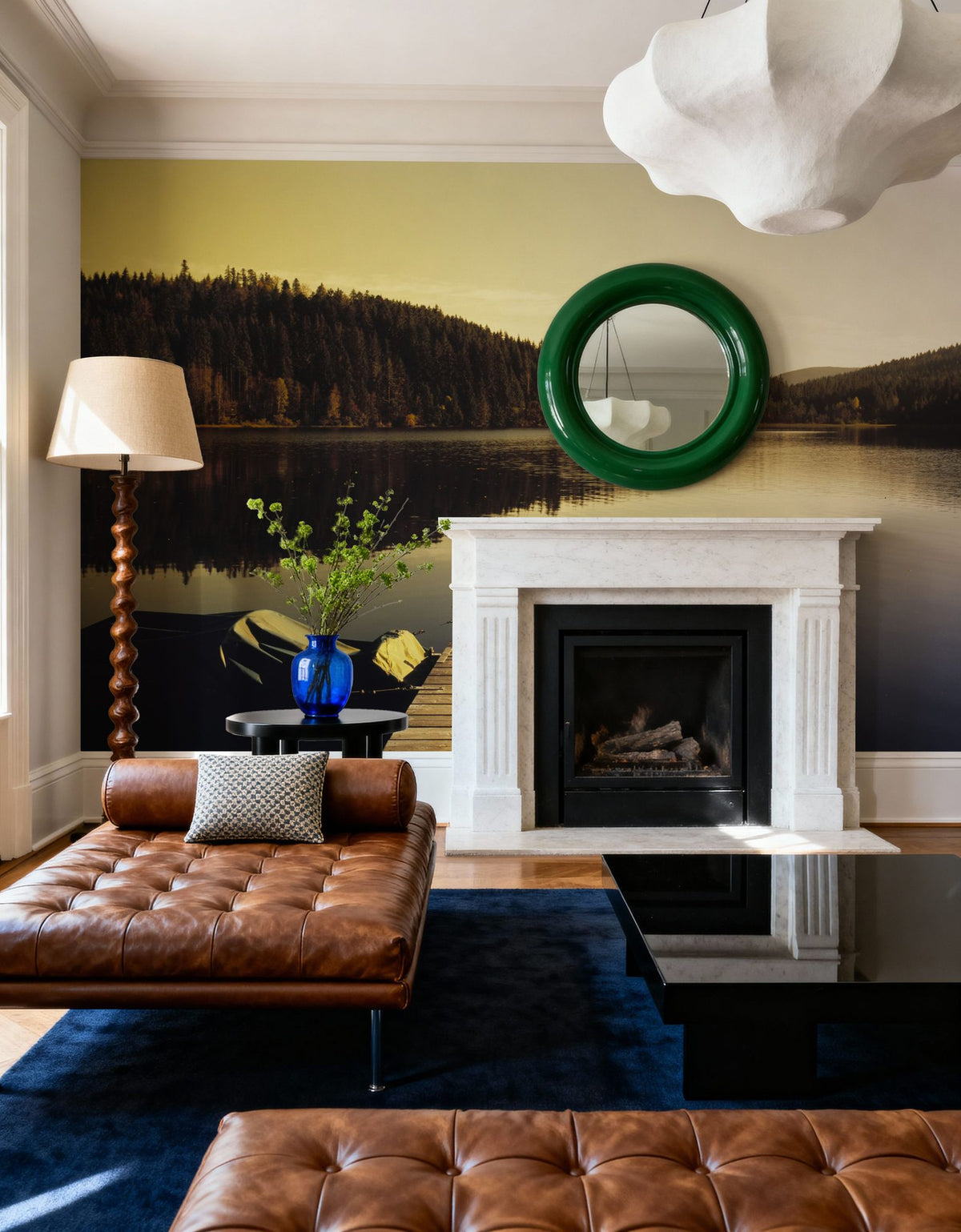 Autumn Harbor Reflection Mural Wallpaper - room preview 04