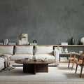 Subtle Plaster Wall, Dark Green Mural Wallpaper - room preview 04