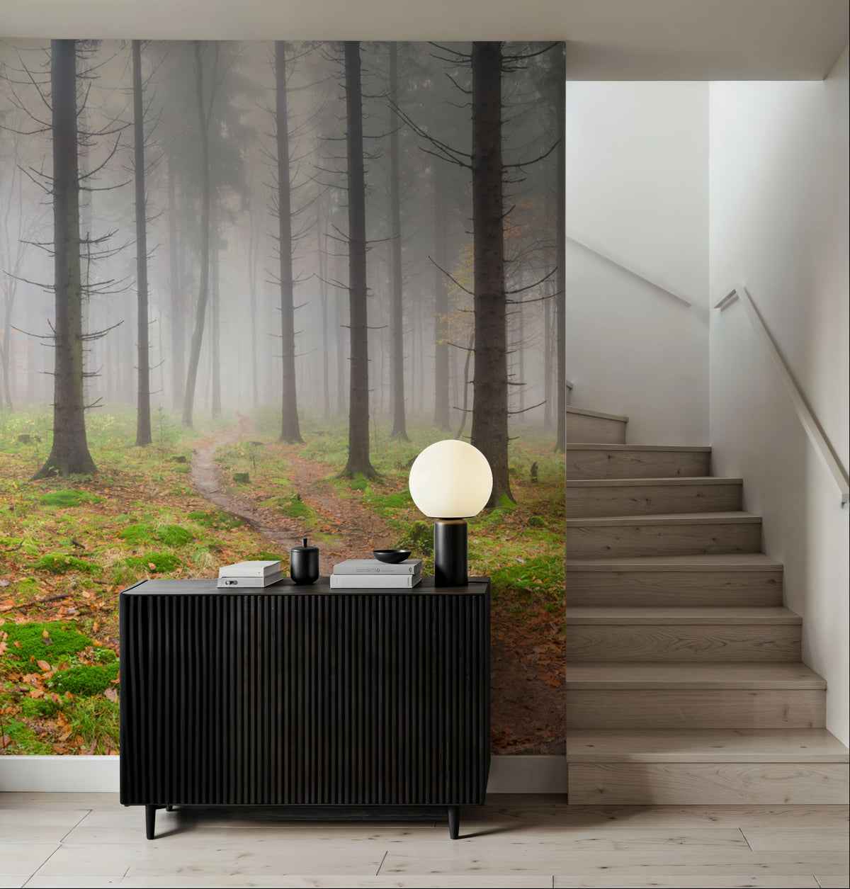 Foggy Forest Mural Wallpaper - room preview 04