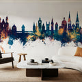 Lucerne Switzerland Luzern Skyline Blue & Bronze Mural Wallpaper - room preview 04