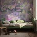 Graffiti Love, Lavender Mural Wallpaper - room preview 04