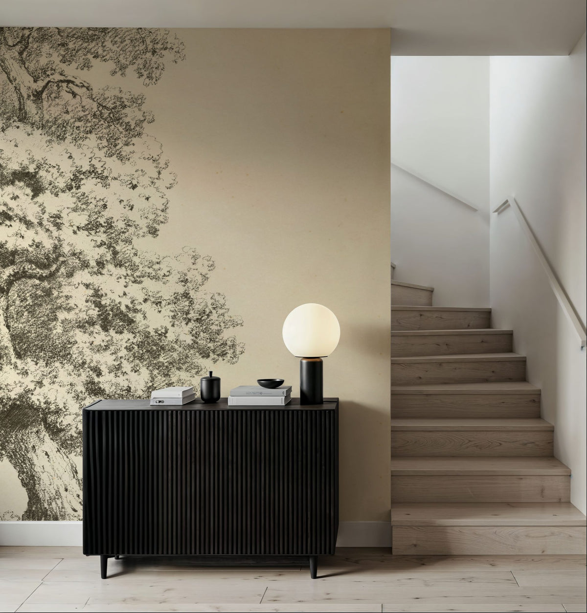Tree Study II Dark Mural Wallpaper - room preview 04
