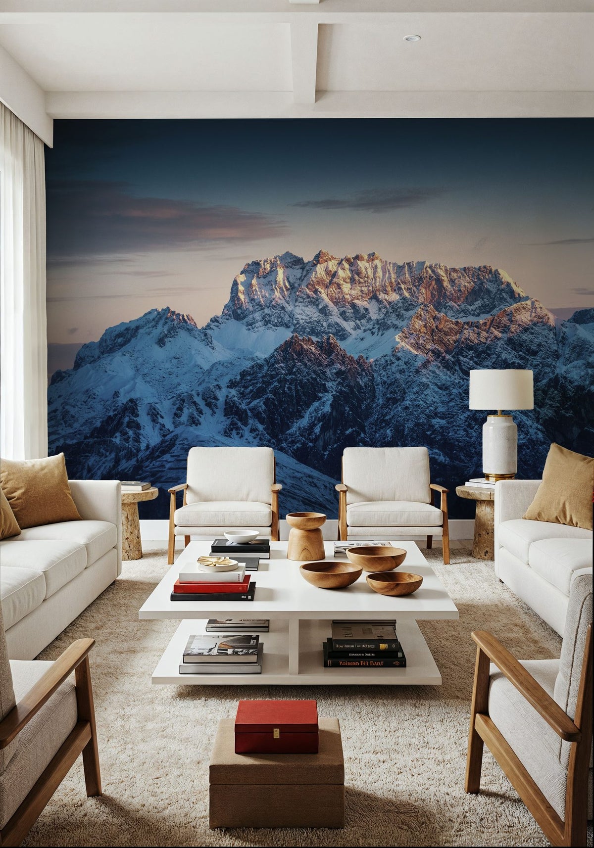 Sunlit Mountain Mural Wallpaper - room preview 04