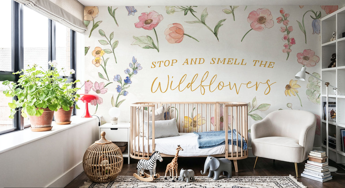Wild Blooms IV Mural Wallpaper - Light Tone - room preview 04