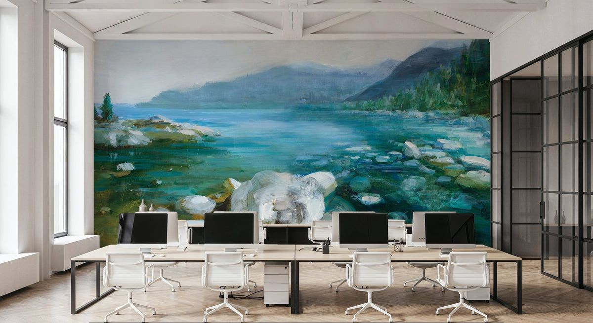 Western Lake Mural Wallpaper - room preview 04