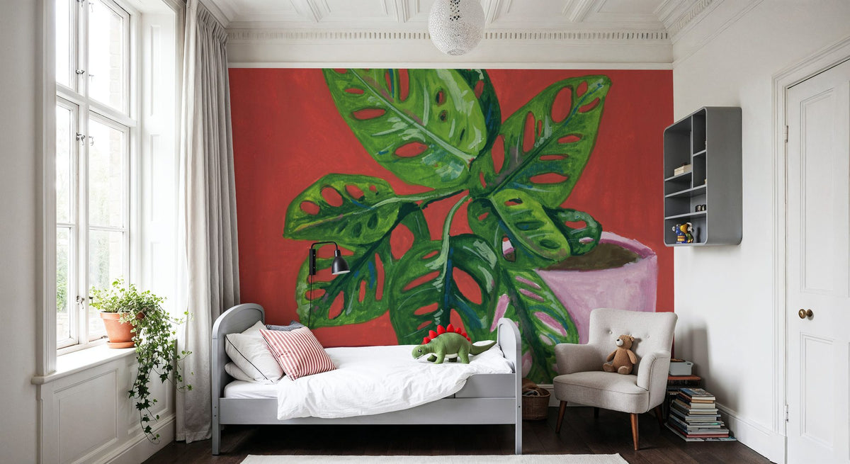 Monstera Study Mural Wallpaper - room preview 04