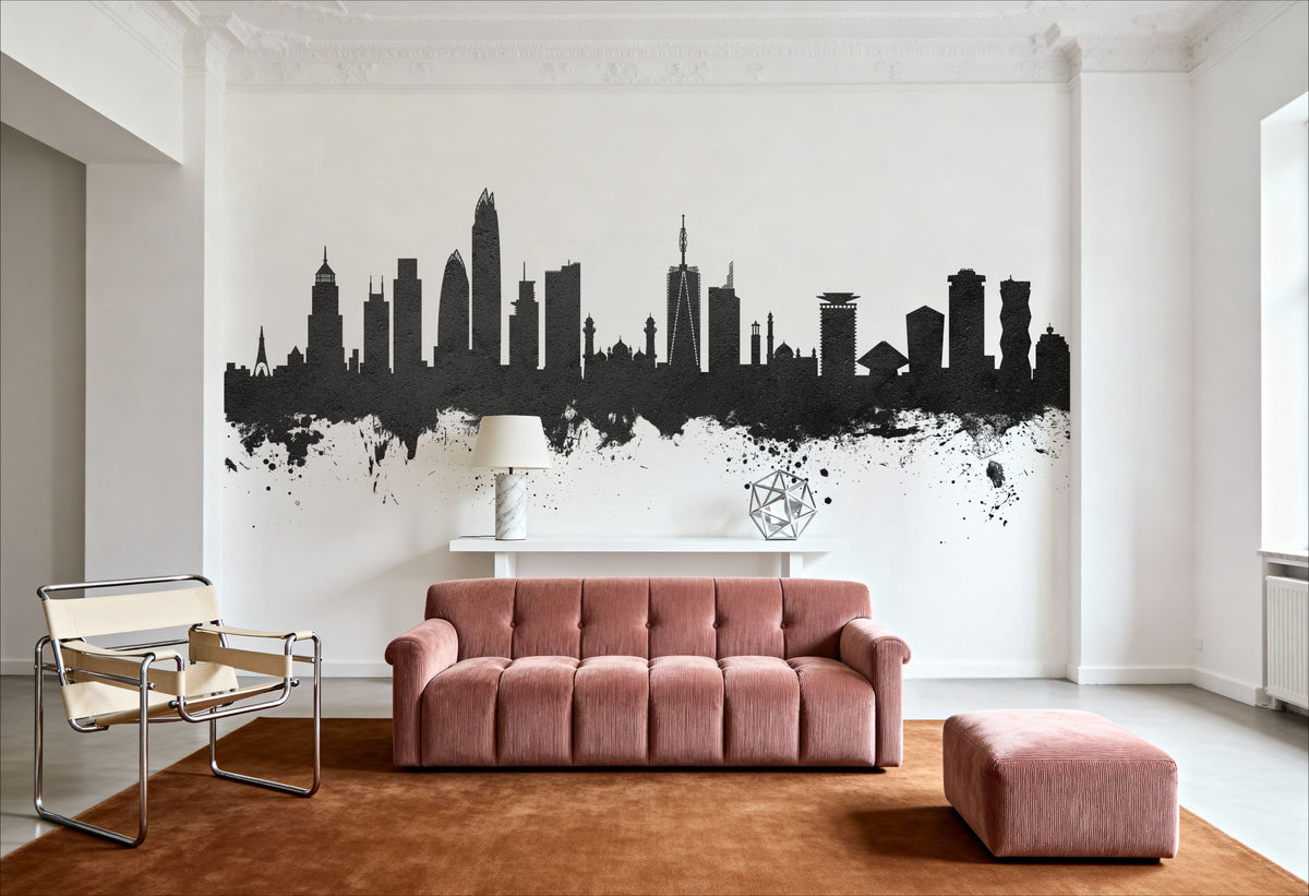 Nairobi Kenya Skyline Black & White Mural Wallpaper - room preview 04