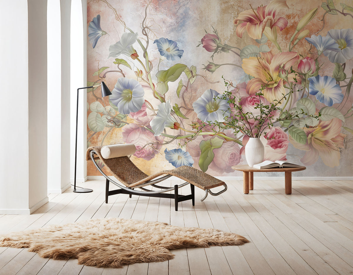 Floral Grunge Singing Mural Wallpaper - Edition 3 - room preview 04