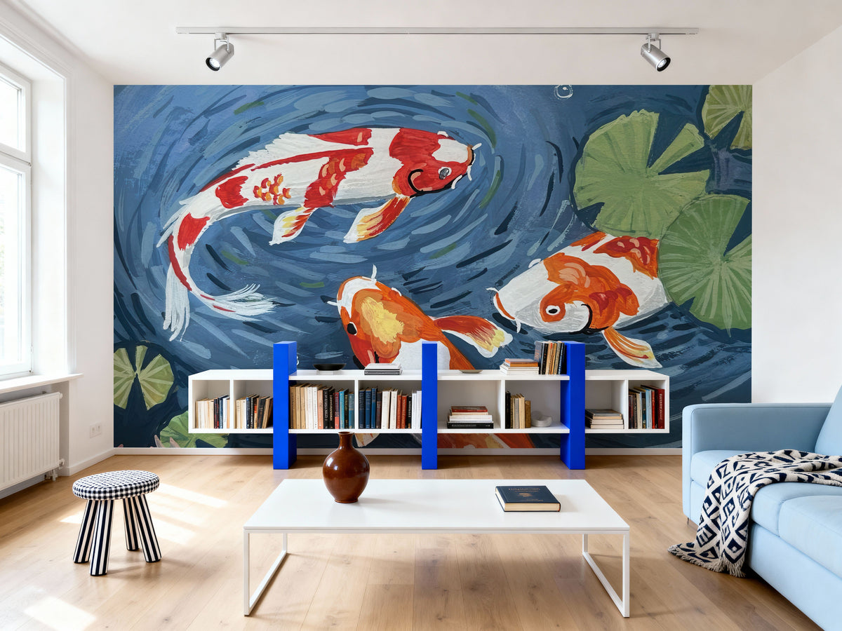 Koi Fish Mural Wallpaper - room preview 04