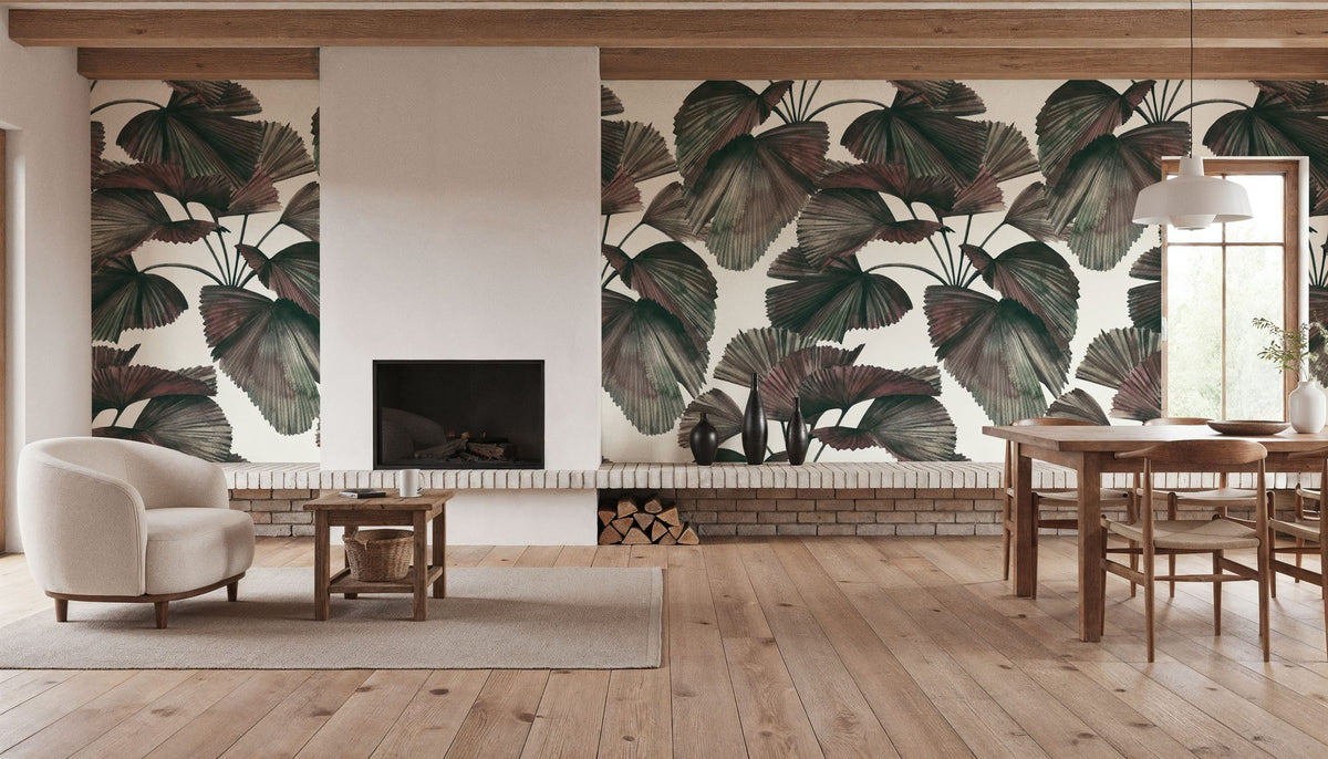 Ribbed Palm Fronds Mural Wallpaper - room preview 04