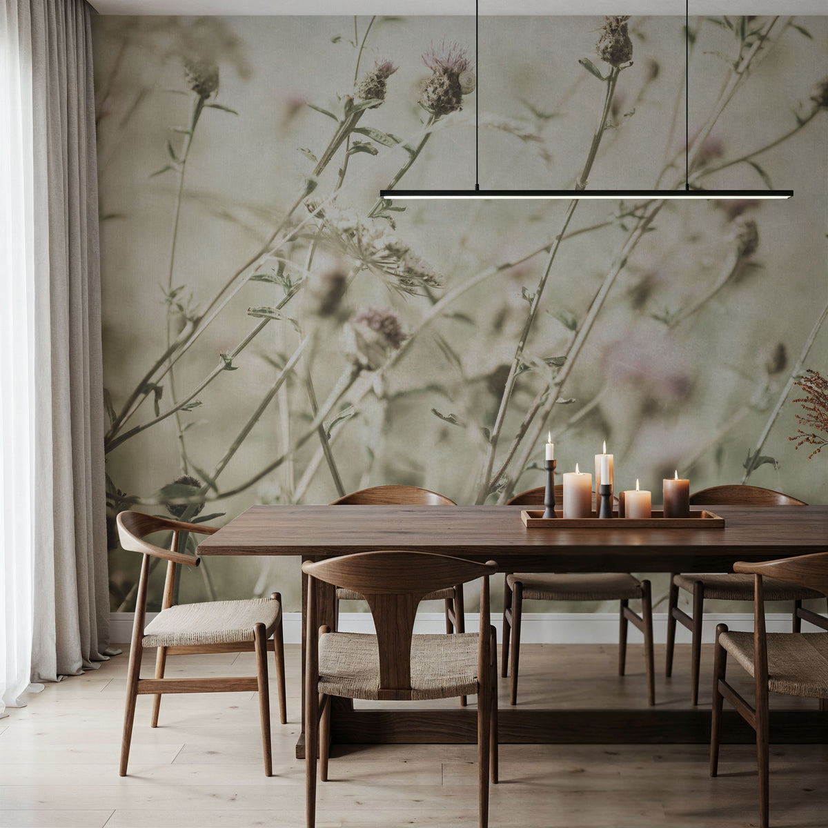 Wild Flowers II Clean Mural Wallpaper - room preview 04