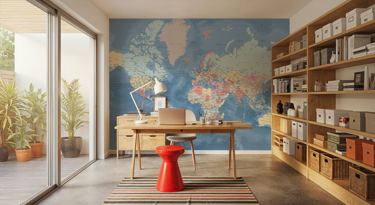 World Map Cities - Vickie Mural Wallpaper - room preview 04