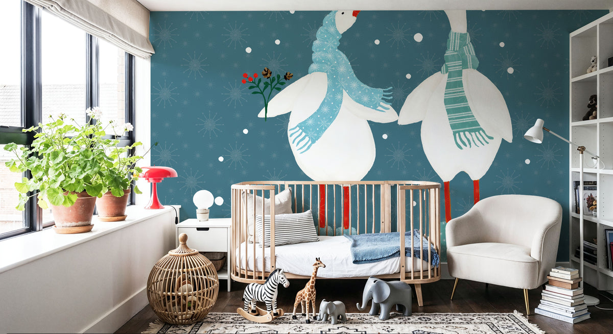 Ducks in the Snow X Mural Wallpaper - room preview 04