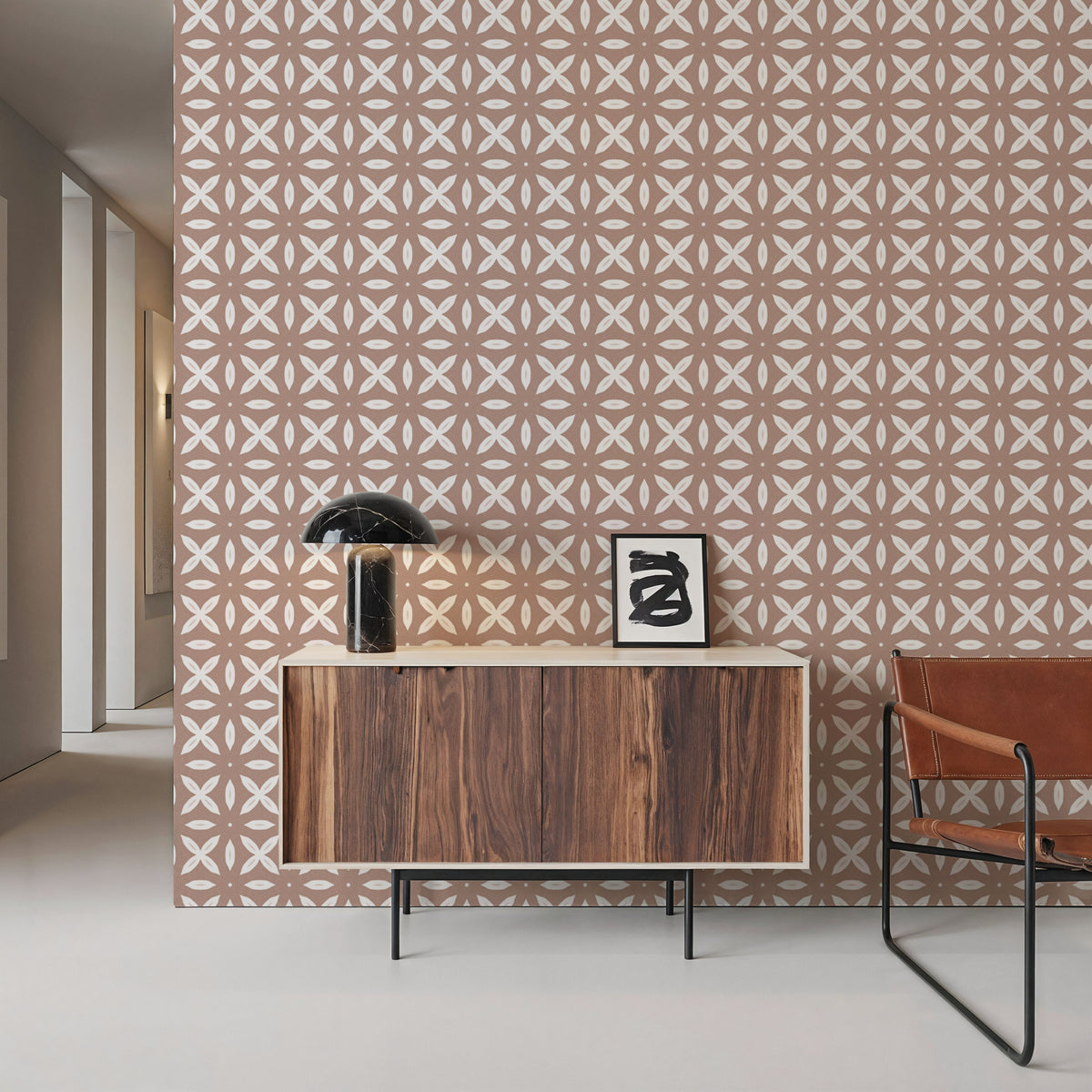 Zelij Simple Flowers Mural Wallpaper - room preview 04