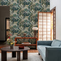 Whispers of the Mountain Pattern, Green Mural Wallpaper - room preview 04