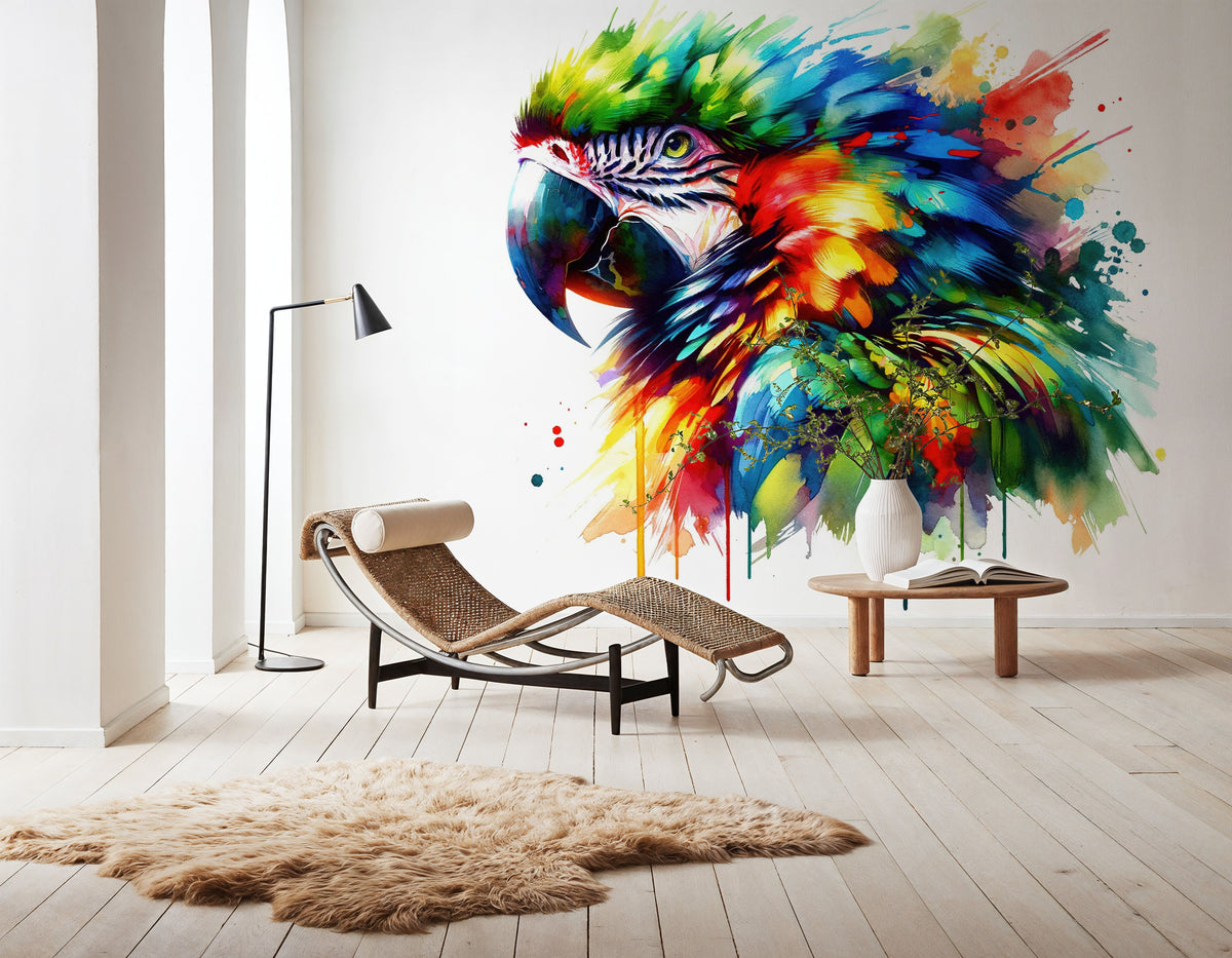Vibrant Parrot's Tropical Essence Mural Wallpaper - room preview 04