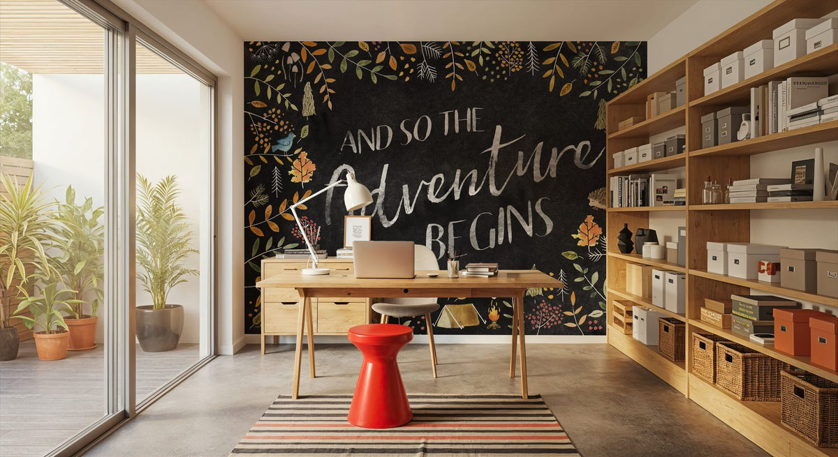 Woodland Whimsy I Black Mural Wallpaper - room preview 04
