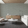 Faux Grasscloth with Visible Seams, Stone Grey Mural Wallpaper - room preview 04