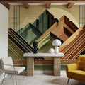 Elegant Art Deco Mountain Peaks Mural Wallpaper - room preview 04