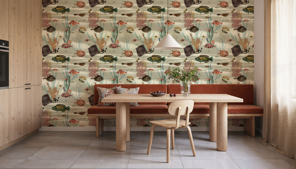 Under the Surface White Mural Wallpaper - room preview 04