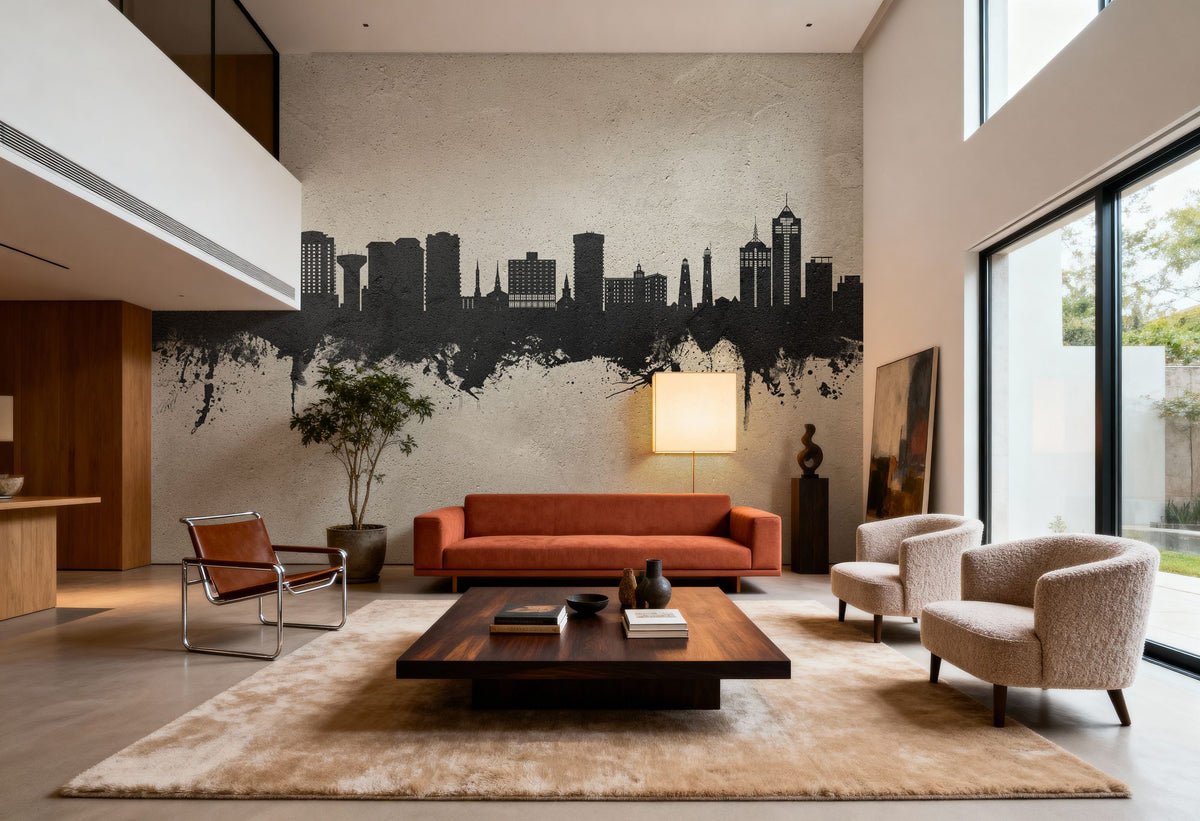 Virginia Beach Skyline Concrete Mural Wallpaper - room preview 04