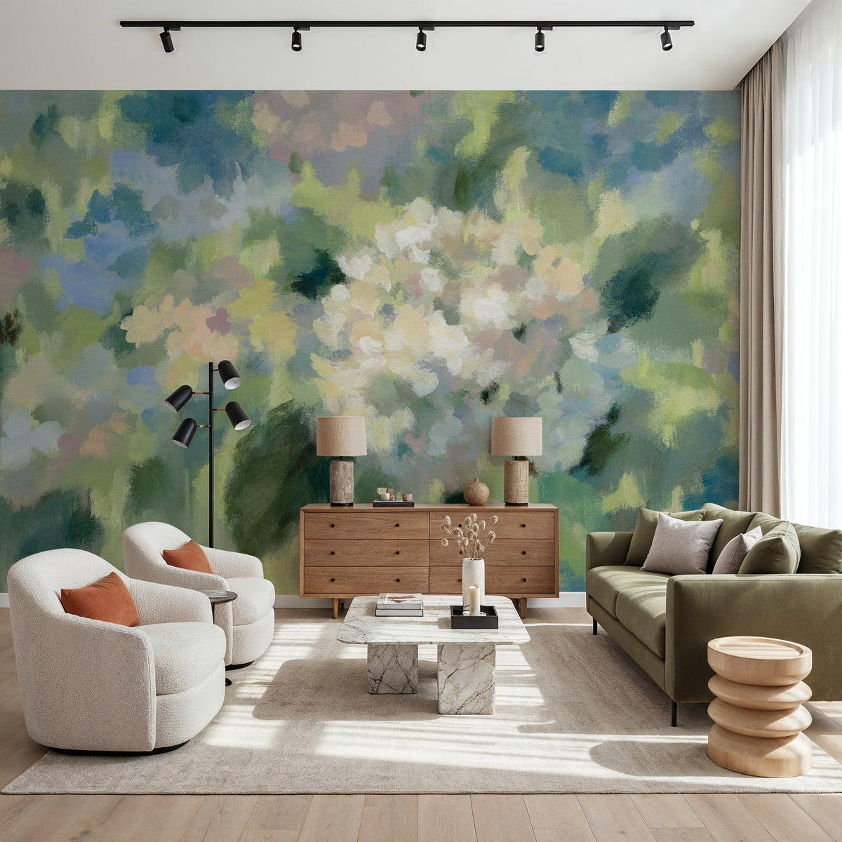 Hydrangea Mosaic Mural Wallpaper - room preview 04