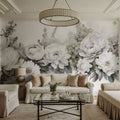 Peony Melody Green and Purple Mural Wallpaper - room preview 04