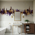 Torquay England Skyline Purple & Gold Mural Wallpaper - room preview 04