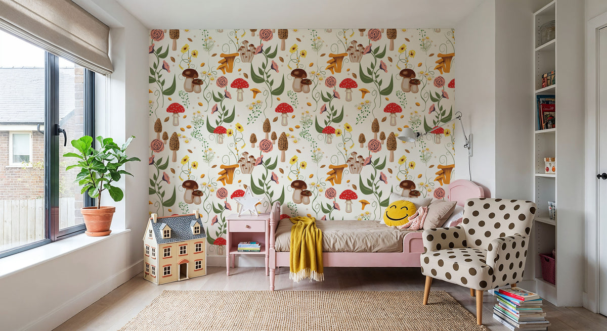 Mushroom Magic, Pearl Mural Wallpaper - room preview 04