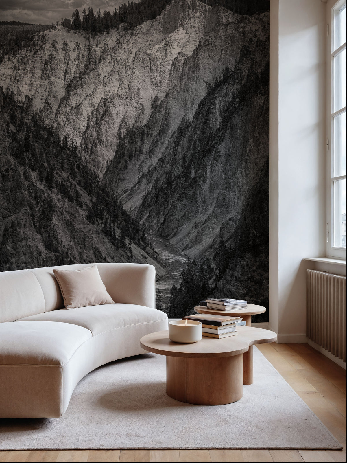 Yellowstone Summers BW Mural Wallpaper - room preview 04