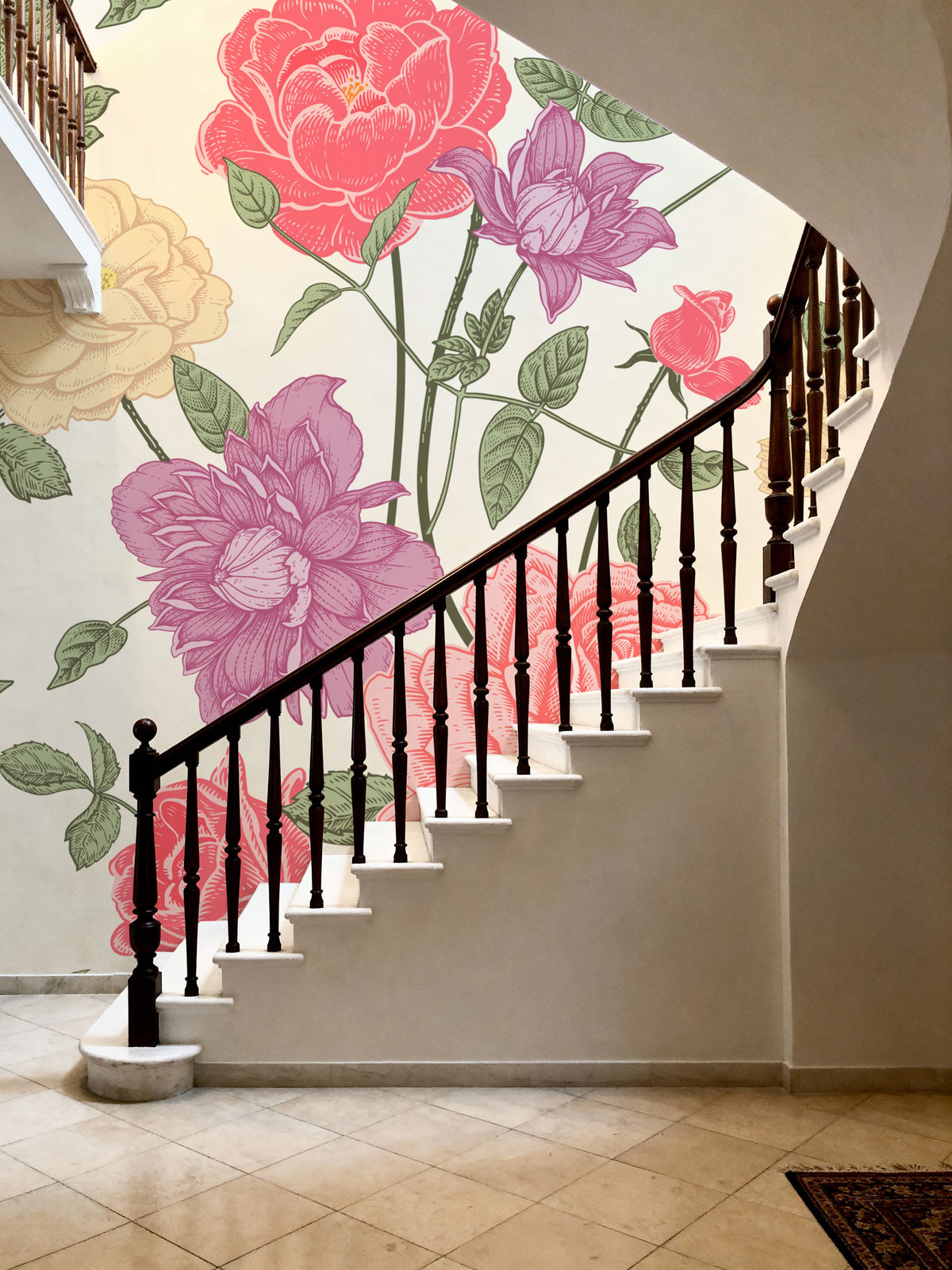 Retro Clematis Mural Wallpaper - room preview 04