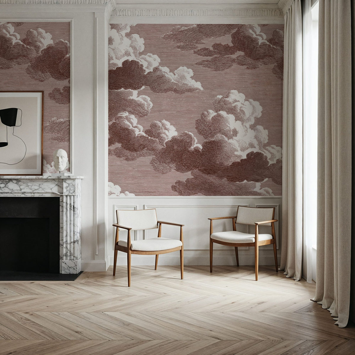 Intaglio Clouds, Chocolate Mural Wallpaper - room preview 04