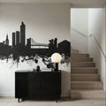 Oslo Skyline Black & White Mural Wallpaper - room preview 04