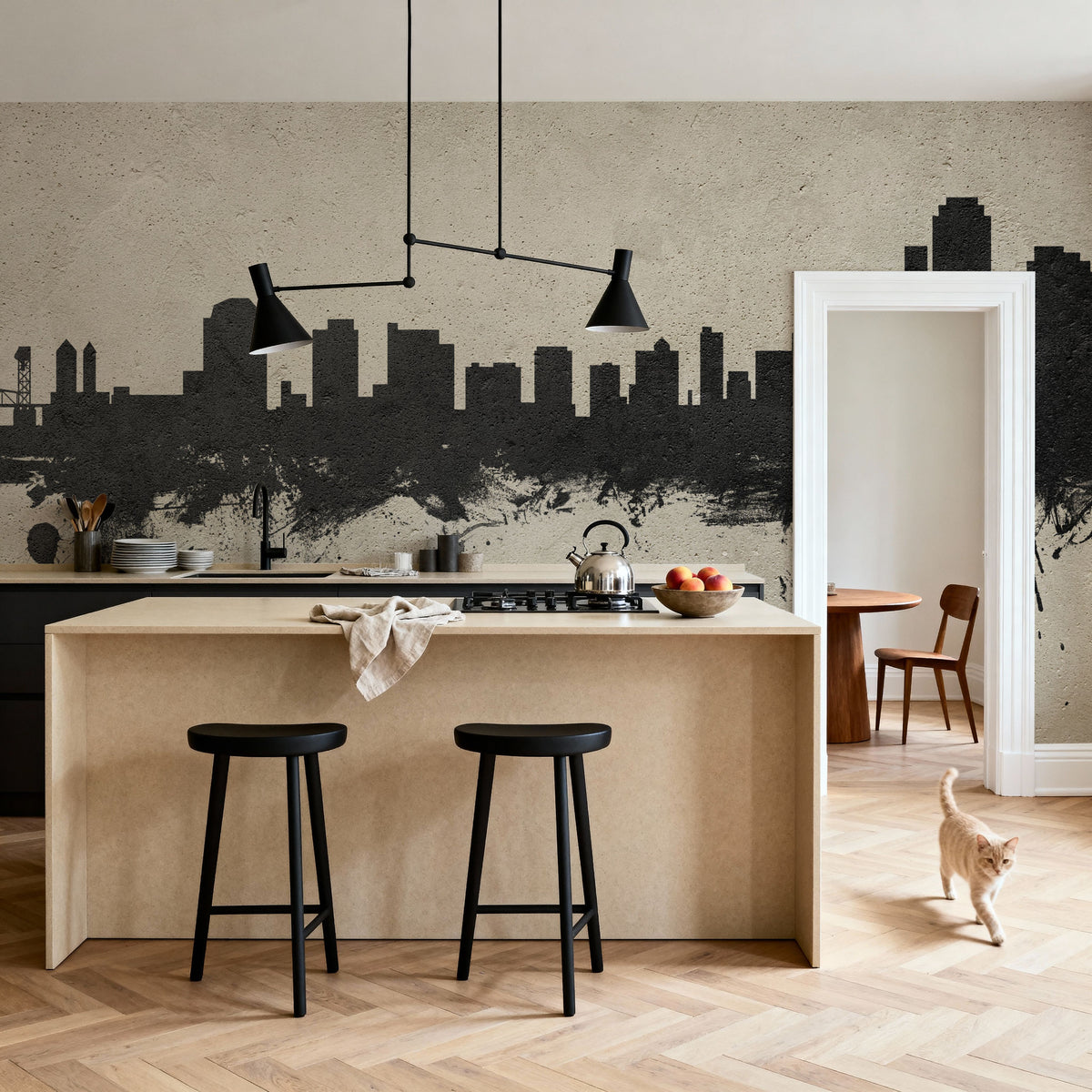 Wilmington Delaware Skyline Concrete Mural Wallpaper - room preview 04