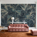 Peony Study - Midnight Teal Mural Wallpaper - room preview 04